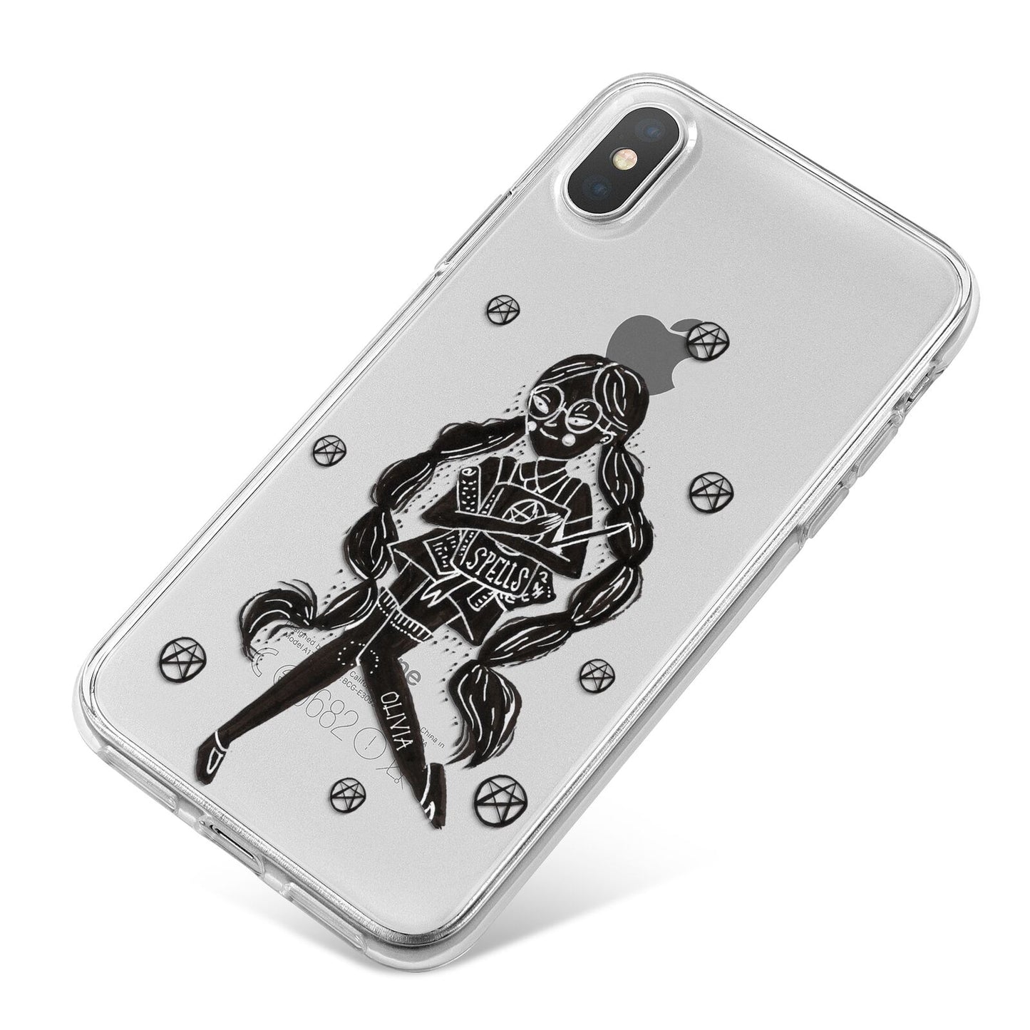 Spells Girl Halloween Personalised iPhone X Bumper Case on Silver iPhone