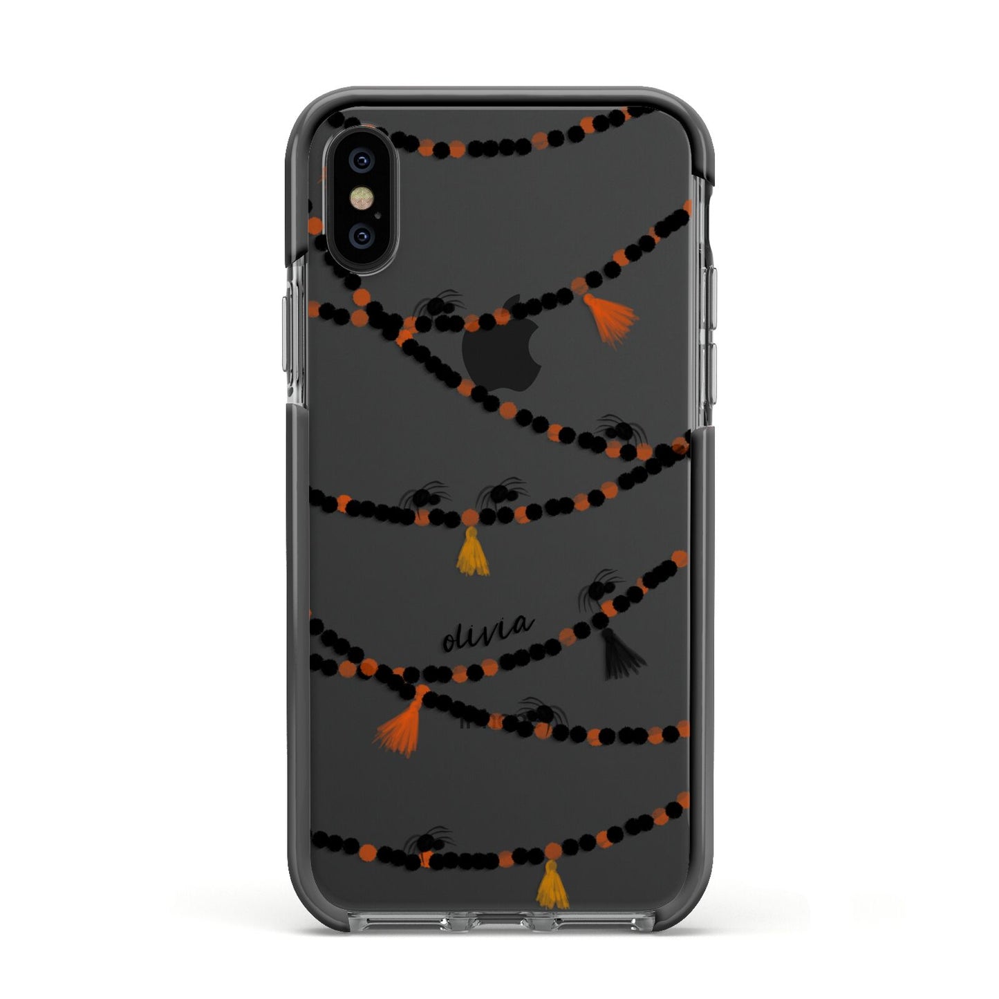 Spider Halloween Apple iPhone Xs Impact Case Black Edge on Black Phone