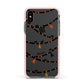 Spider Halloween Apple iPhone Xs Impact Case Pink Edge on Black Phone