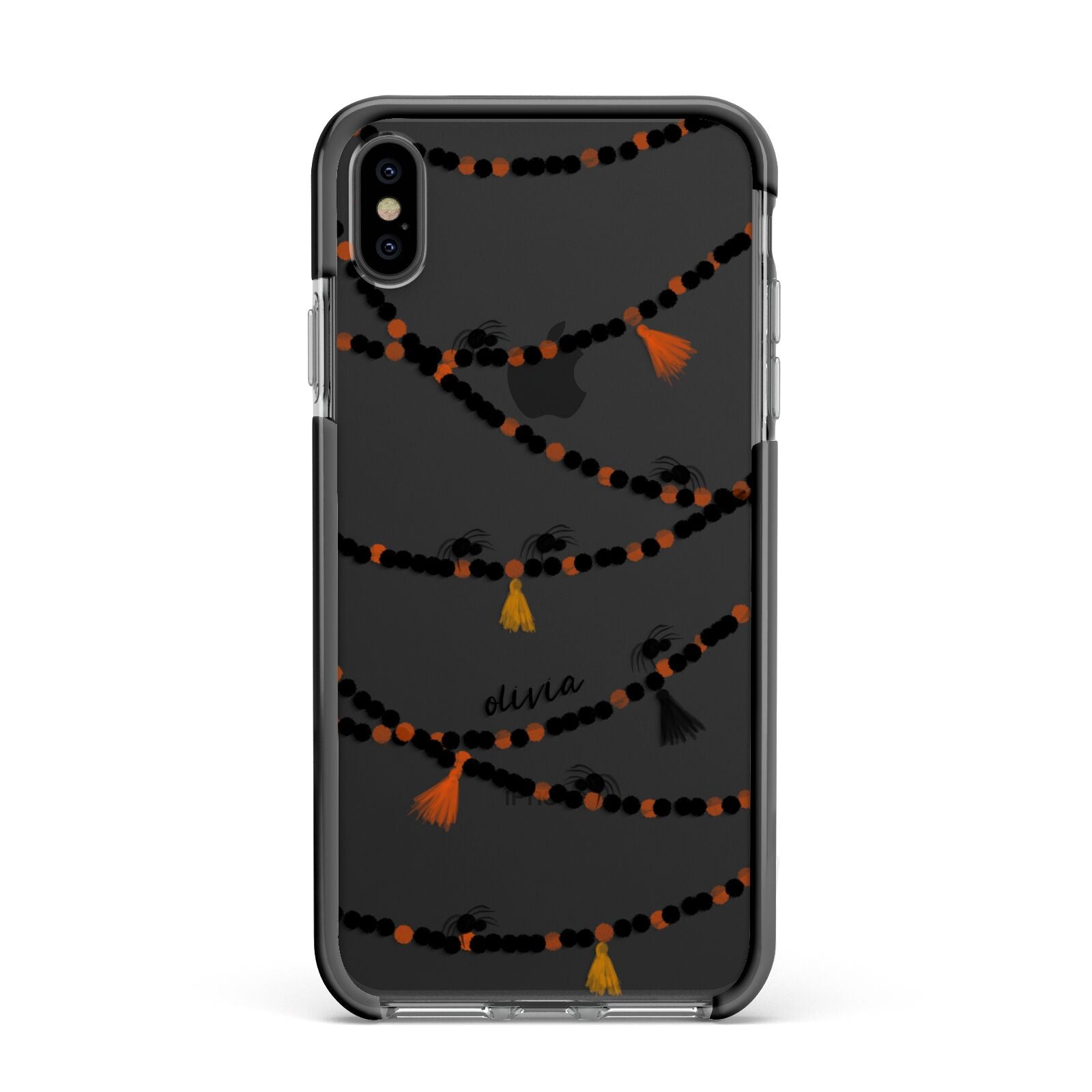 Spider Halloween Apple iPhone Xs Max Impact Case Black Edge on Black Phone