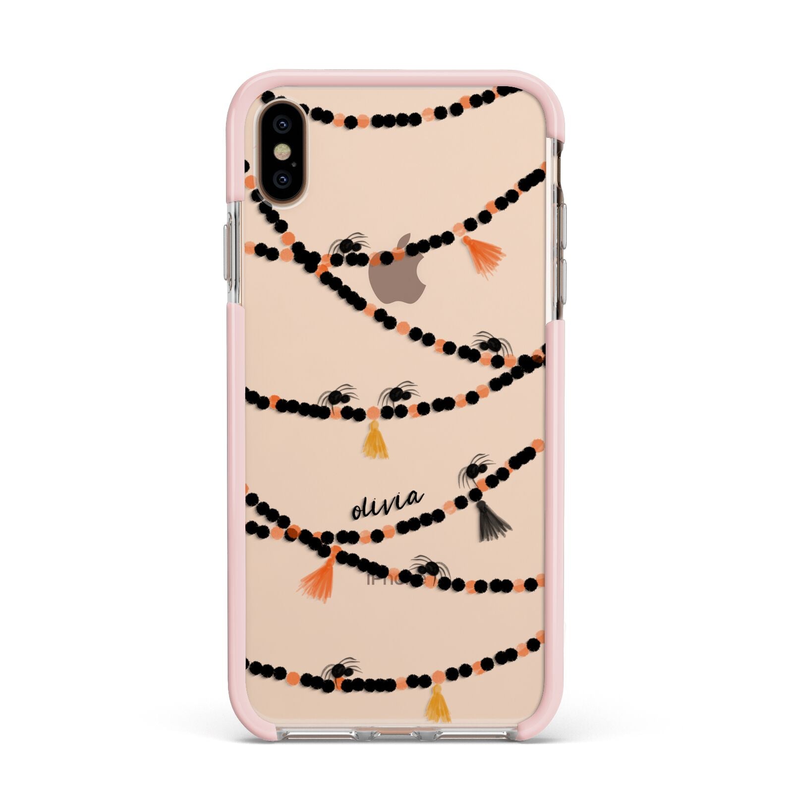 Spider Halloween Apple iPhone Xs Max Impact Case Pink Edge on Gold Phone