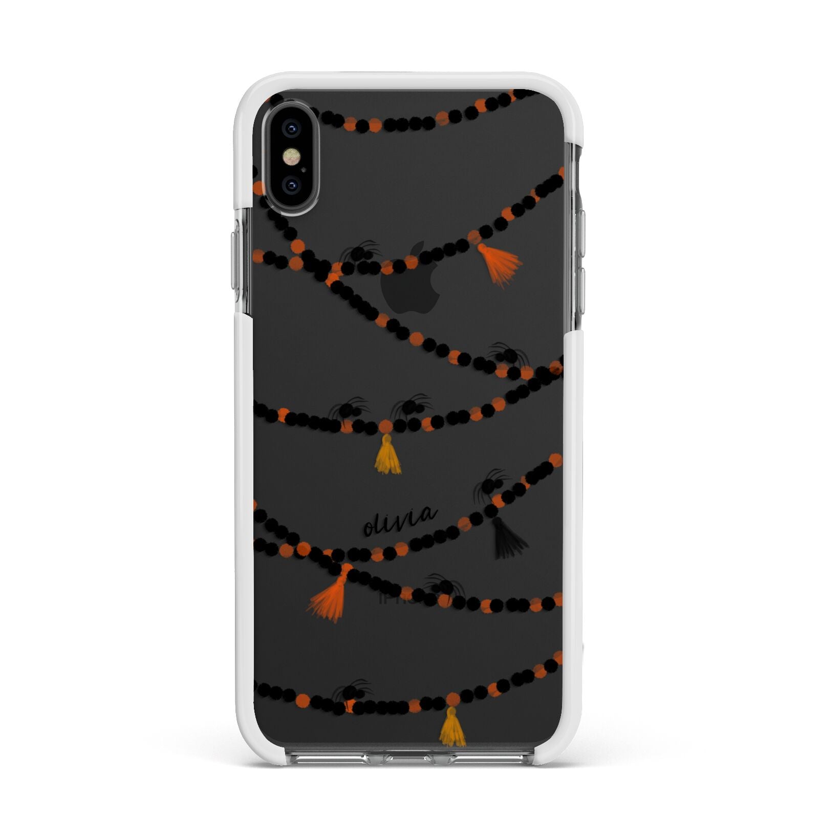 Spider Halloween Apple iPhone Xs Max Impact Case White Edge on Black Phone