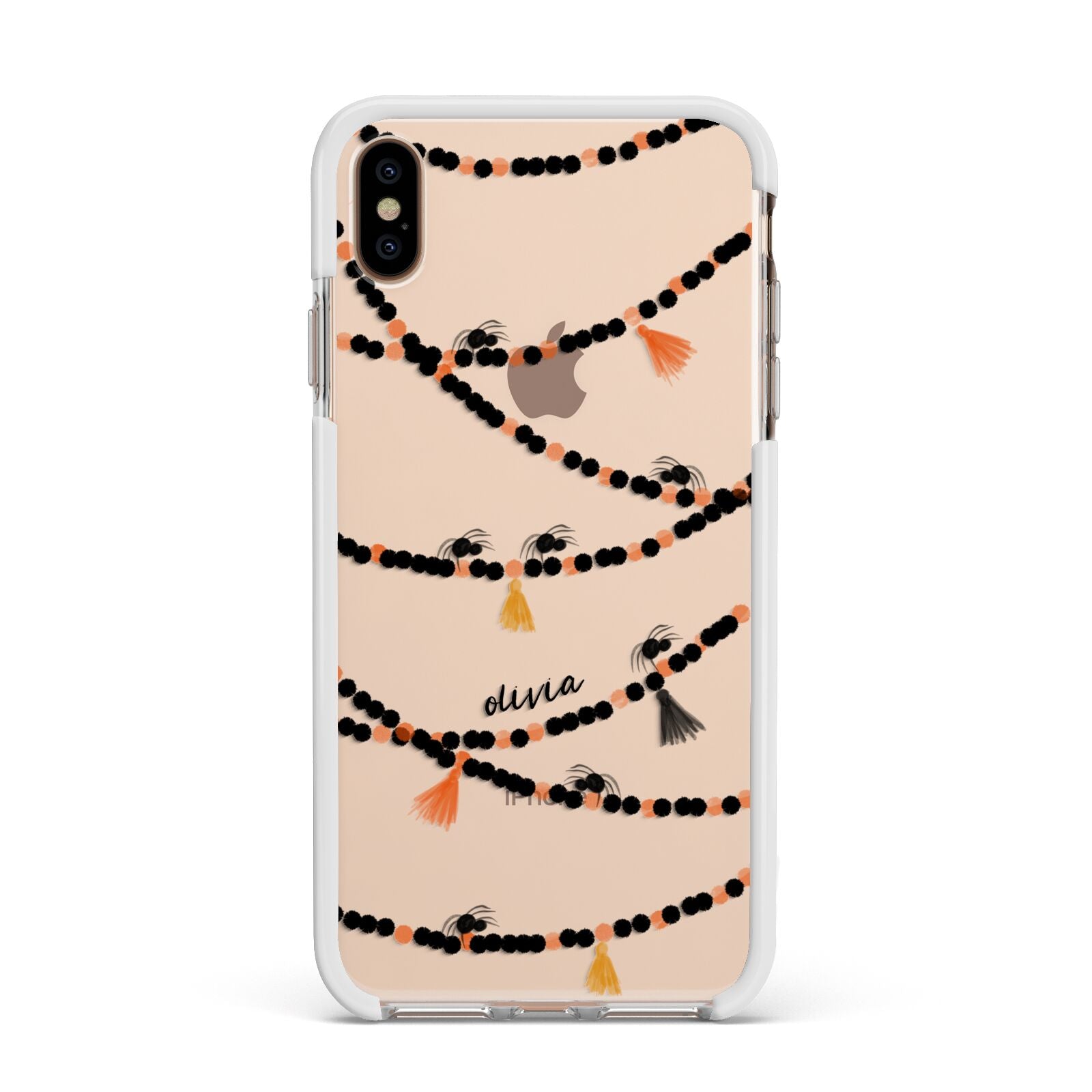 Spider Halloween Apple iPhone Xs Max Impact Case White Edge on Gold Phone