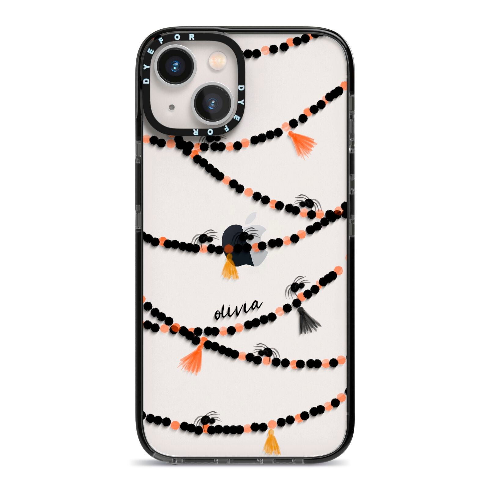 Spider Halloween iPhone 13 Black Impact Case on Silver phone