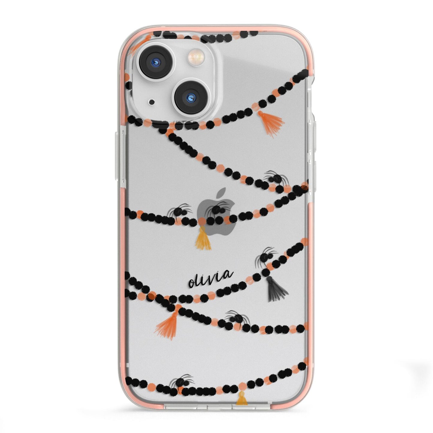 Spider Halloween iPhone 13 Mini TPU Impact Case with Pink Edges