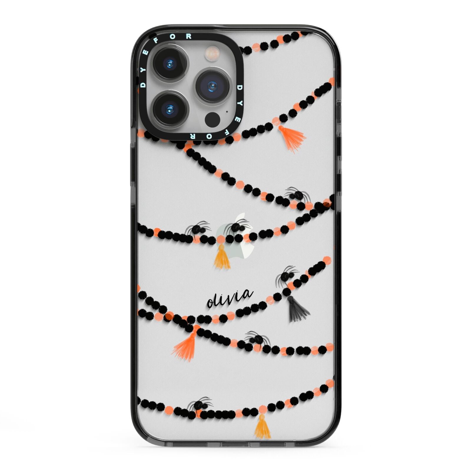 Spider Halloween iPhone 13 Pro Max Black Impact Case on Silver phone