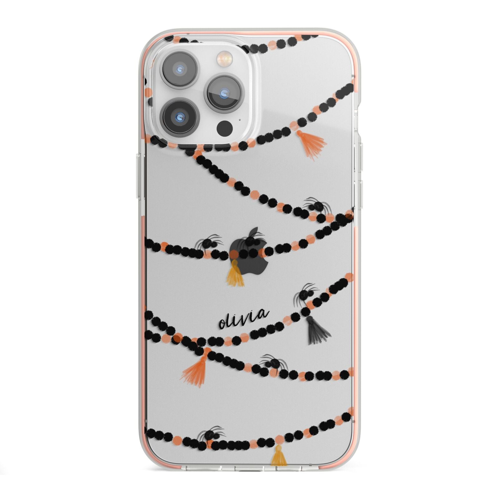 Spider Halloween iPhone 13 Pro Max TPU Impact Case with Pink Edges