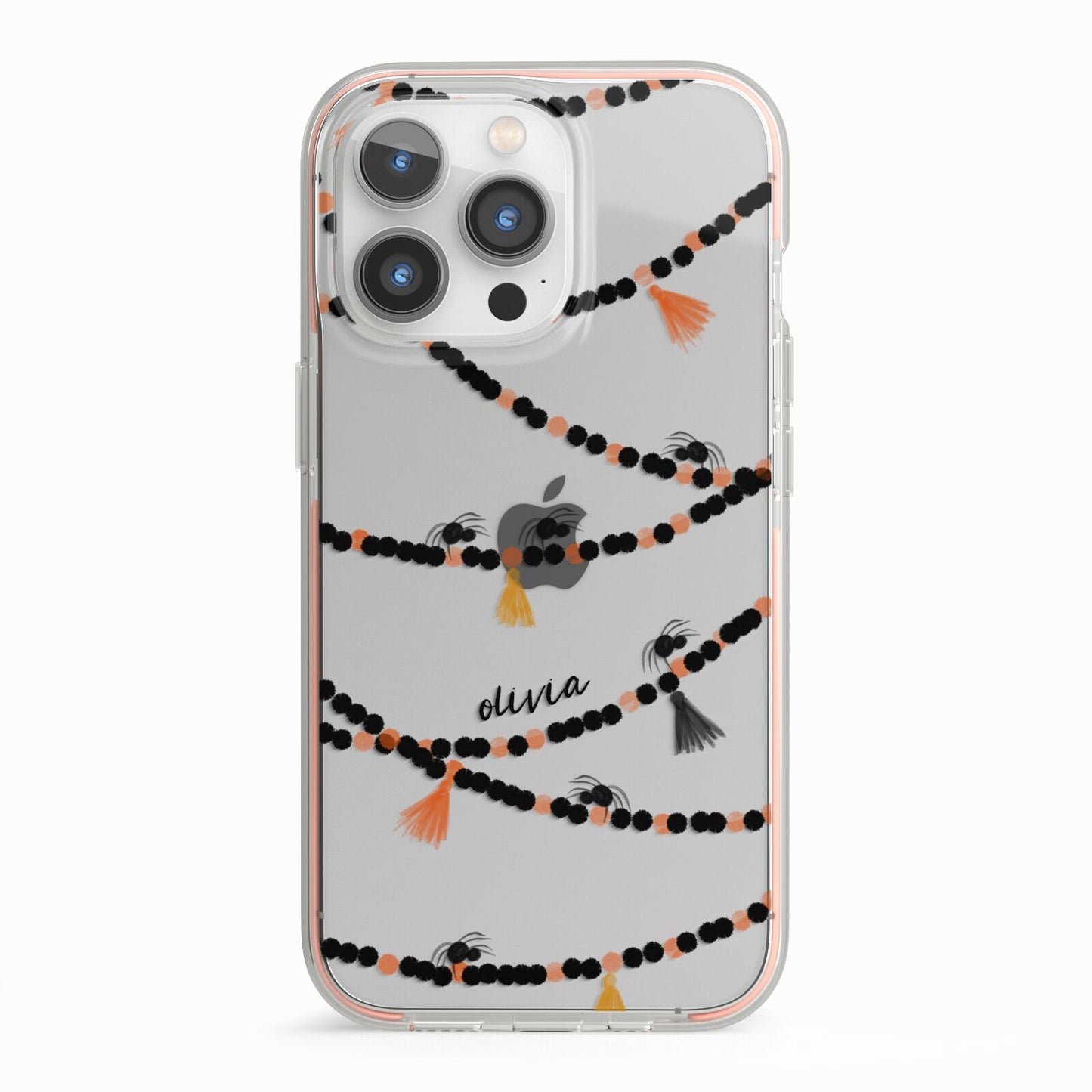 Spider Halloween iPhone 13 Pro TPU Impact Case with Pink Edges