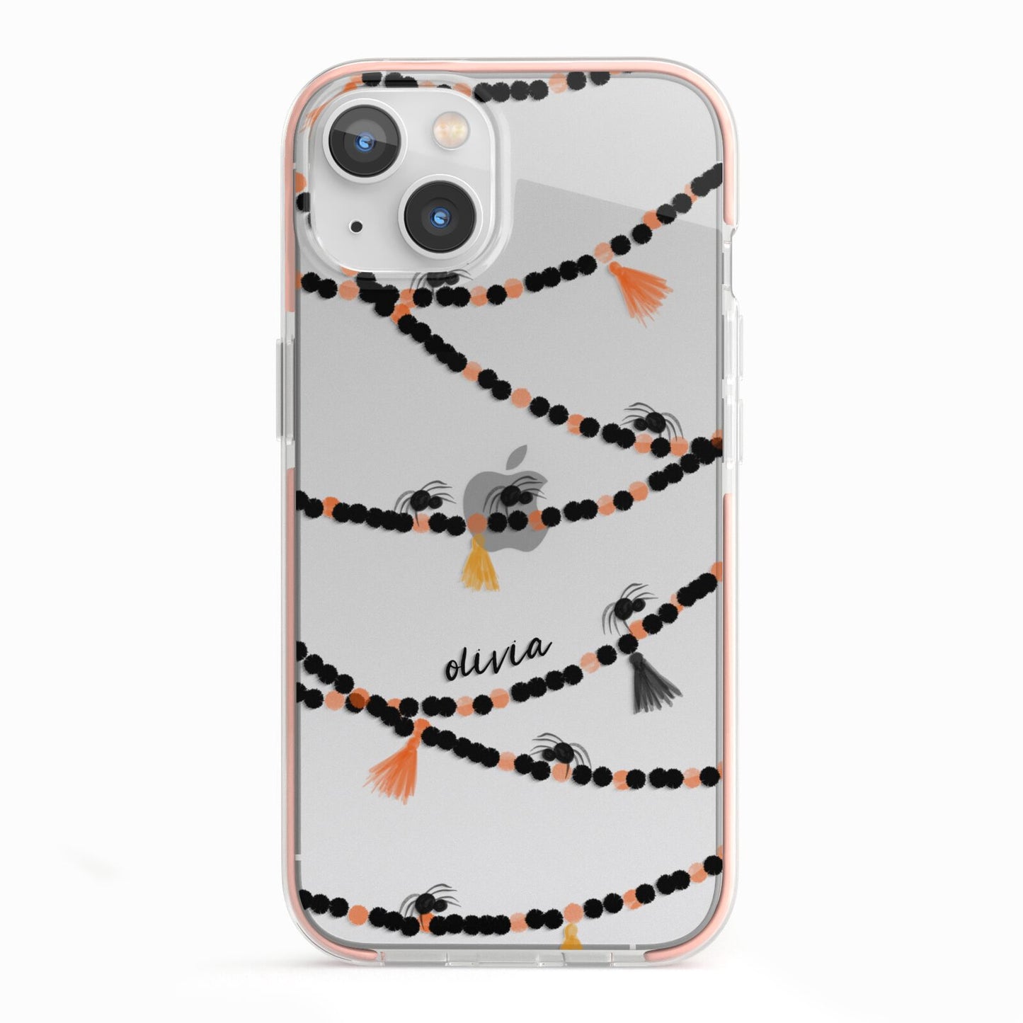 Spider Halloween iPhone 13 TPU Impact Case with Pink Edges