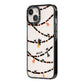 Spider Halloween iPhone 14 Black Impact Case Side Angle on Silver phone