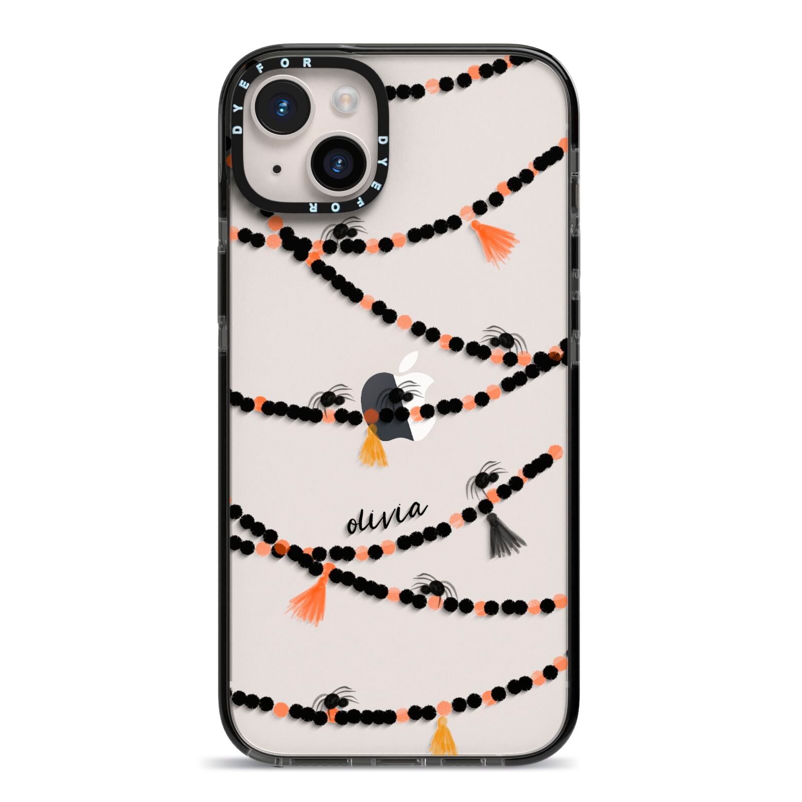 Spider Halloween iPhone 14 Plus Black Impact Case on Silver phone