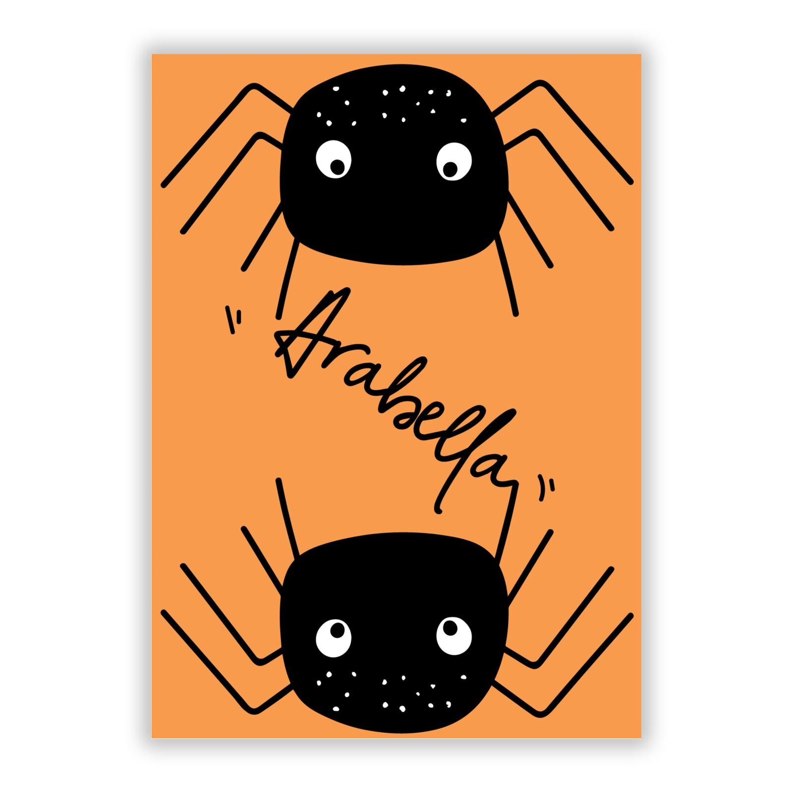 Spider Orange Personalised A5 Flat Greetings Card