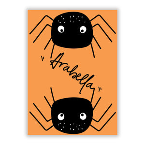 Spider Orange Personalised Greetings Card
