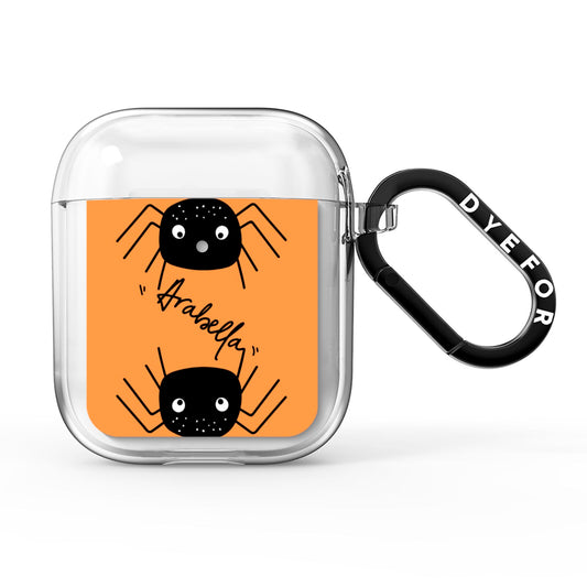 Spider Orange Personalised AirPods Clear Case