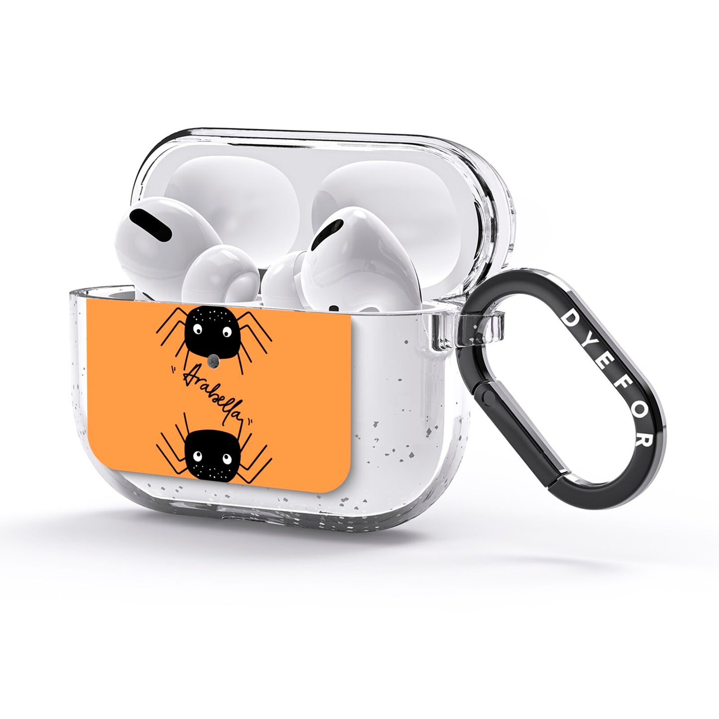 Spider Orange Personalised AirPods Glitter Case 3rd Gen Side Image