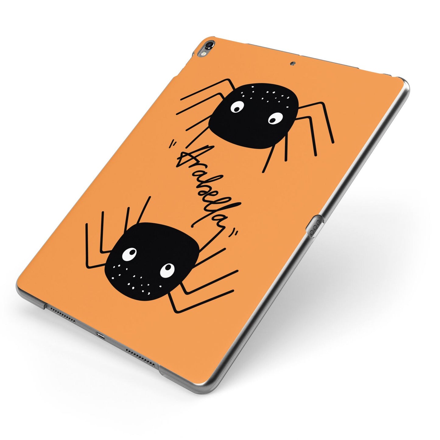 Spider Orange Personalised Apple iPad Case on Grey iPad Side View