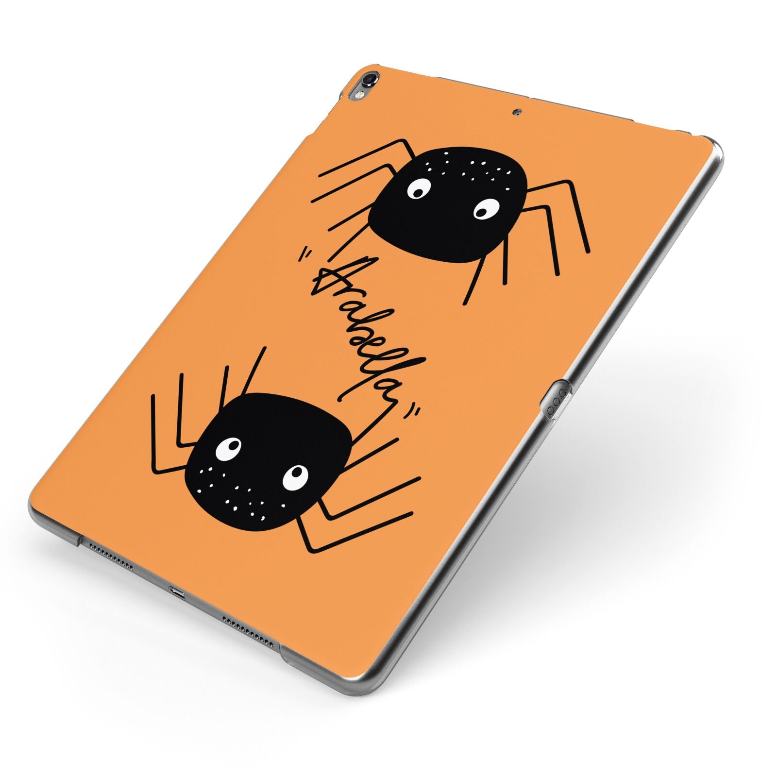 Spider Orange Personalised Apple iPad Case on Grey iPad Side View