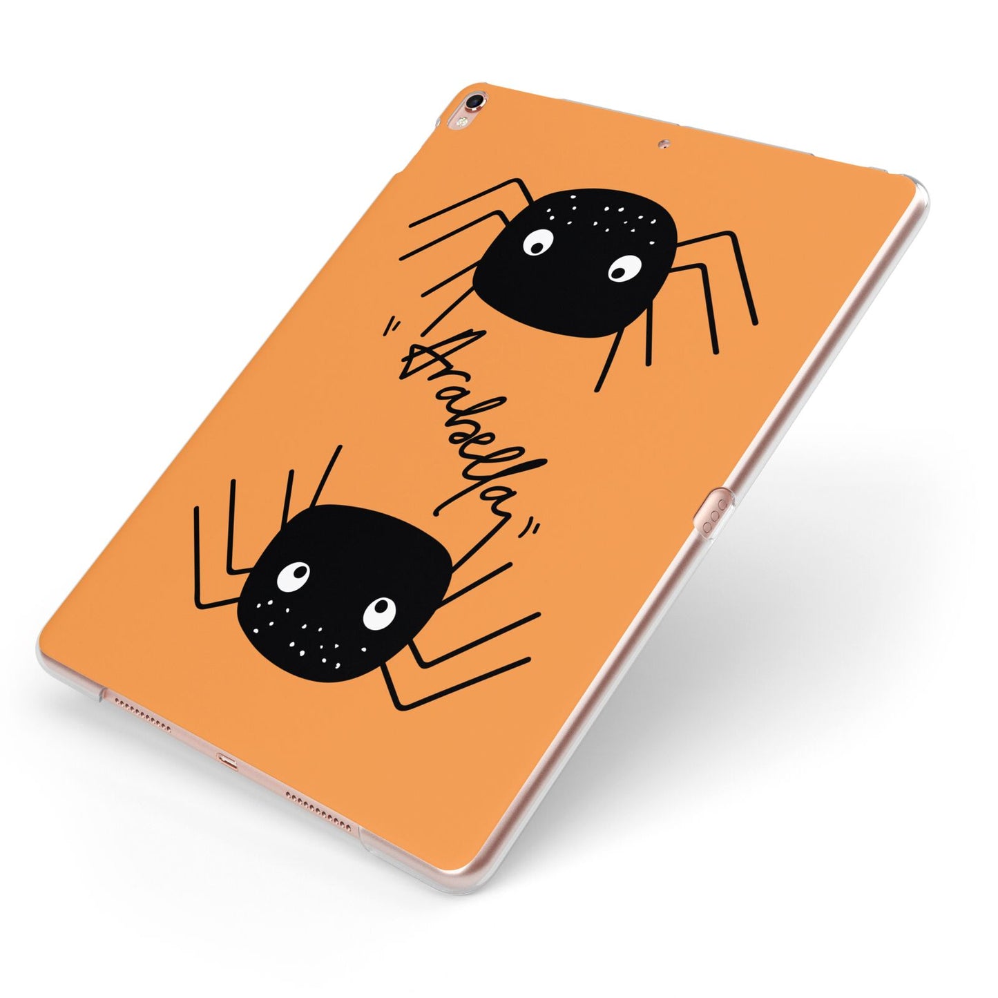 Spider Orange Personalised Apple iPad Case on Rose Gold iPad Side View