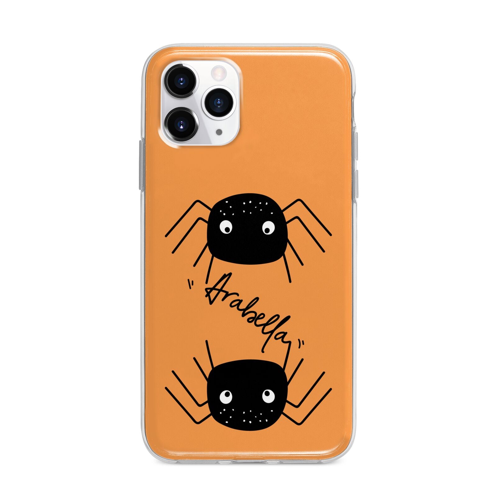 Spider Orange Personalised Apple iPhone 11 Pro Max in Silver with Bumper Case