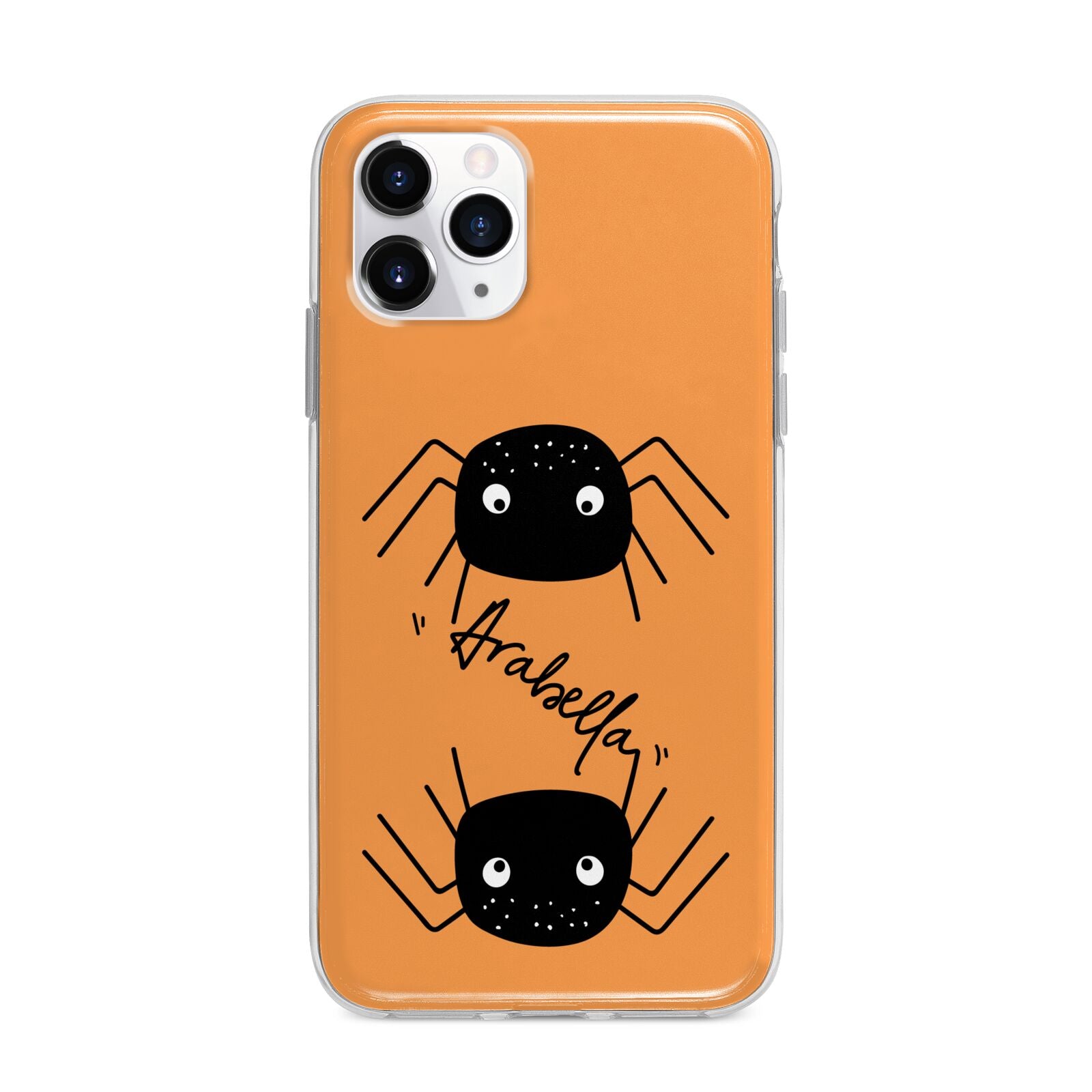 Spider Orange Personalised Apple iPhone 11 Pro in Silver with Bumper Case