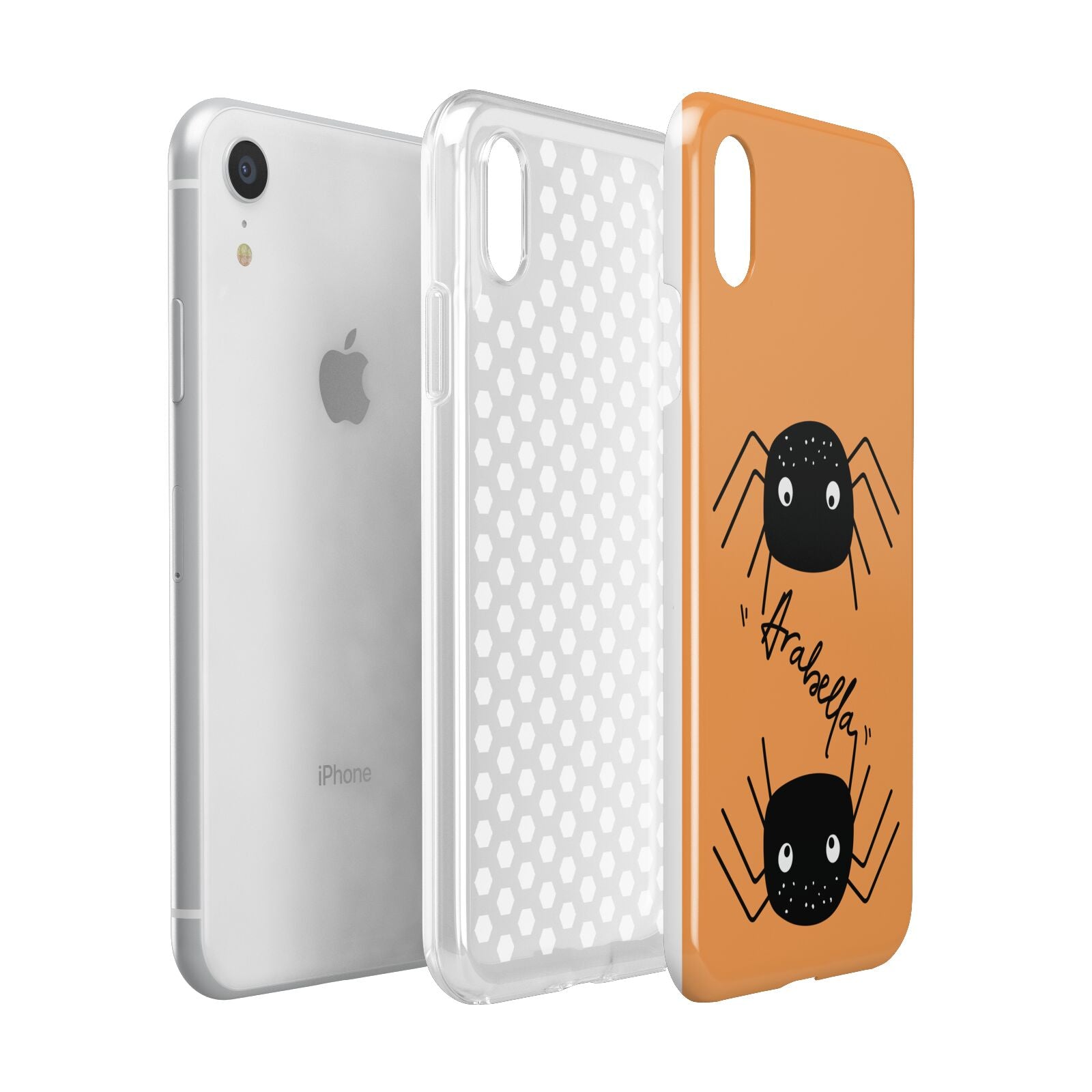 Spider Orange Personalised Apple iPhone XR White 3D Tough Case Expanded view