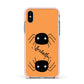 Spider Orange Personalised Apple iPhone Xs Impact Case Pink Edge on Silver Phone