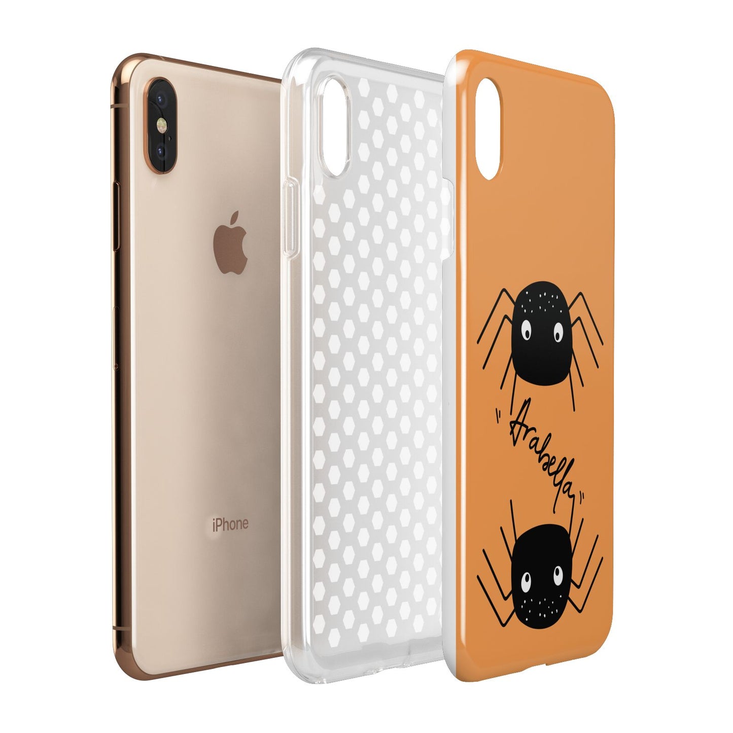 Spider Orange Personalised Apple iPhone Xs Max 3D Tough Case Expanded View