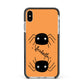 Spider Orange Personalised Apple iPhone Xs Max Impact Case Black Edge on Silver Phone