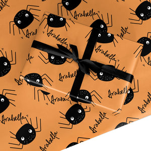 Spider Orange Personalised Wrapping Paper
