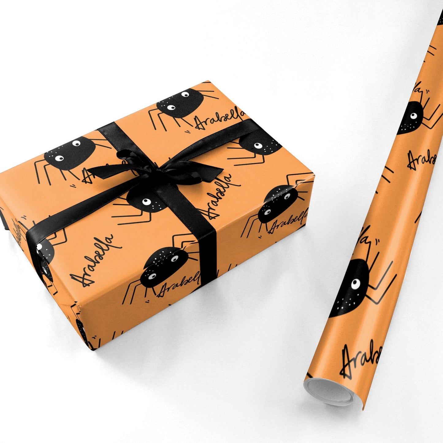 Spider Orange Personalised Personalised Wrapping Paper