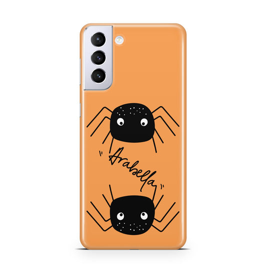 Spider Orange Personalised Samsung S21 Plus Phone Case