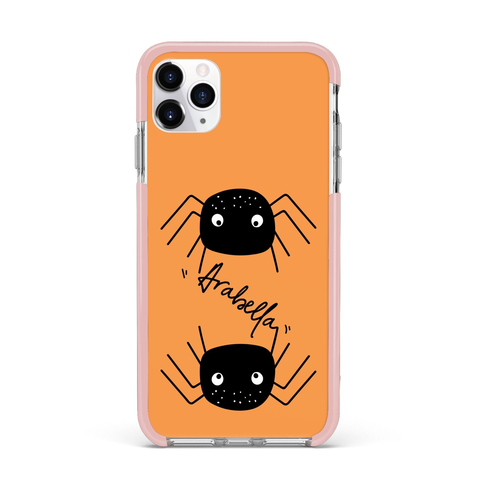 Spider Orange Personalised iPhone 11 Pro Max Impact Pink Edge Case