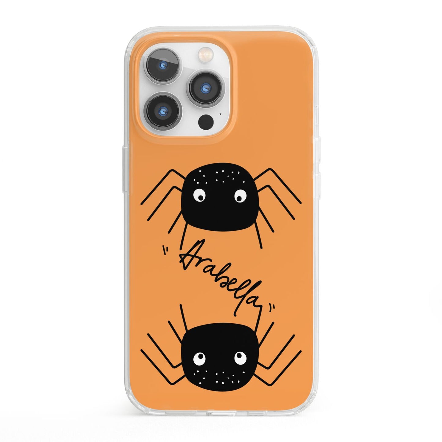 Spider Orange Personalised iPhone 13 Pro Clear Bumper Case