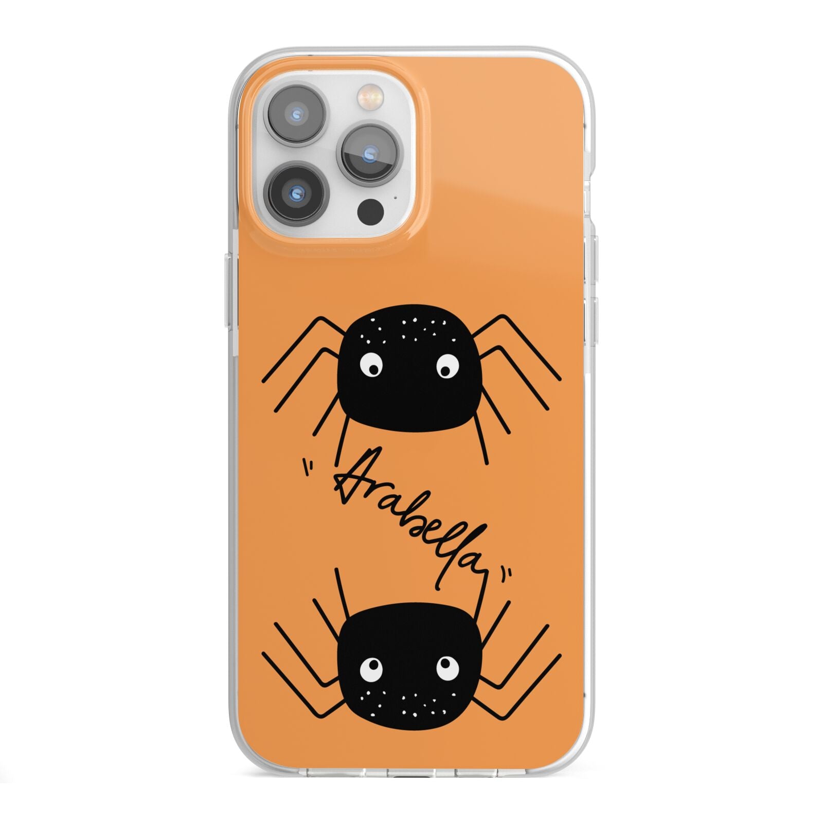 Spider Orange Personalised iPhone 13 Pro Max TPU Impact Case with White Edges