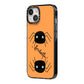 Spider Orange Personalised iPhone 14 Black Impact Case Side Angle on Silver phone