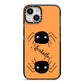 Spider Orange Personalised iPhone 14 Black Impact Case on Silver phone