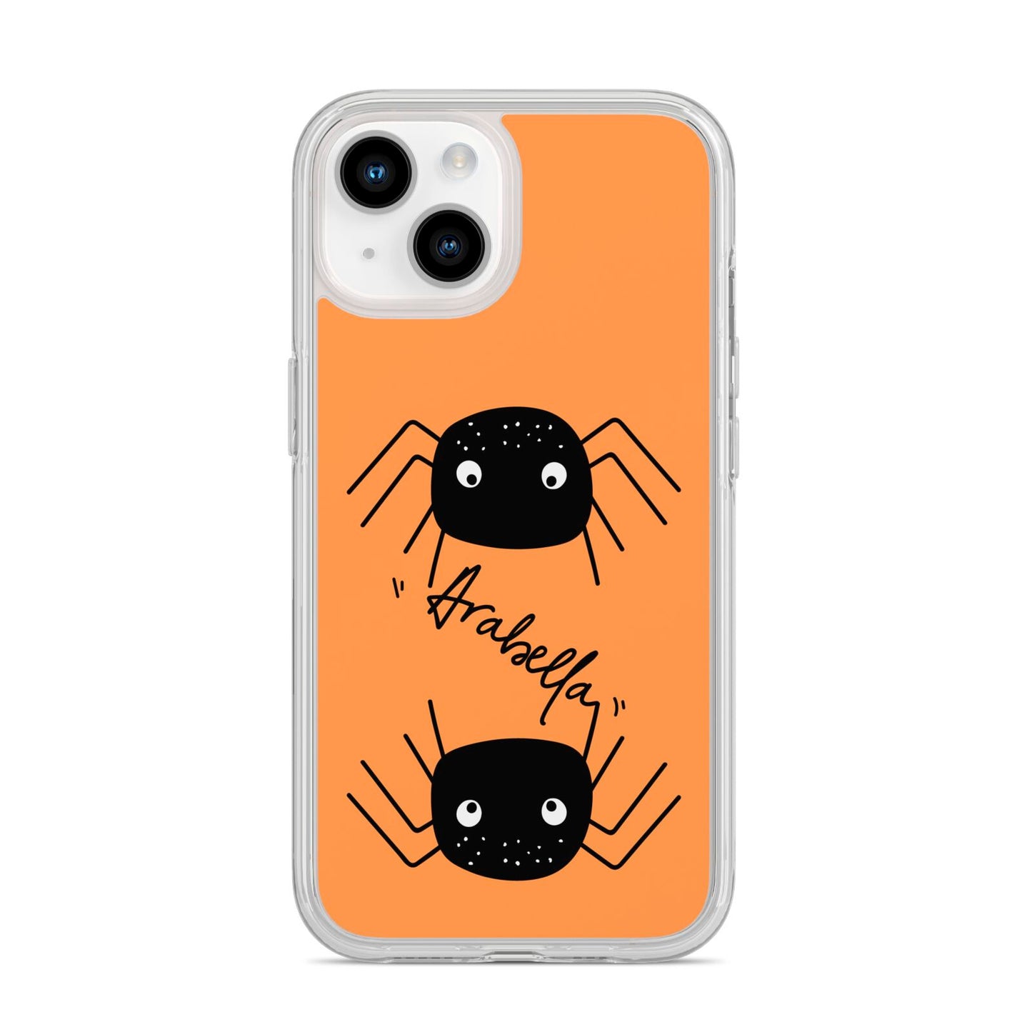 Spider Orange Personalised iPhone 14 Clear Tough Case Starlight