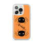 Spider Orange Personalised iPhone 14 Pro Clear Tough Case Silver