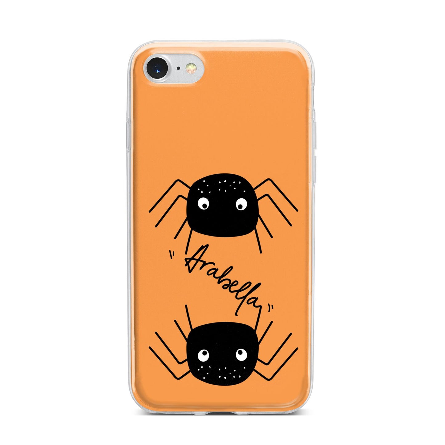 Spider Orange Personalised iPhone 7 Bumper Case on Silver iPhone