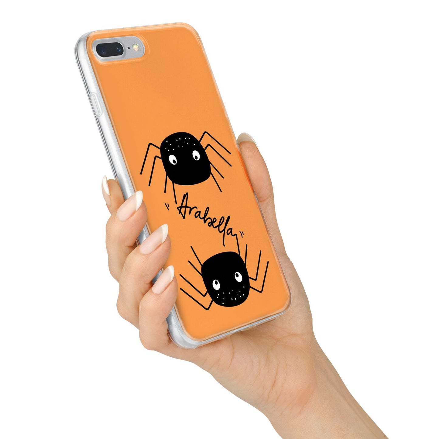Spider Orange Personalised iPhone 7 Plus Bumper Case on Silver iPhone Alternative Image