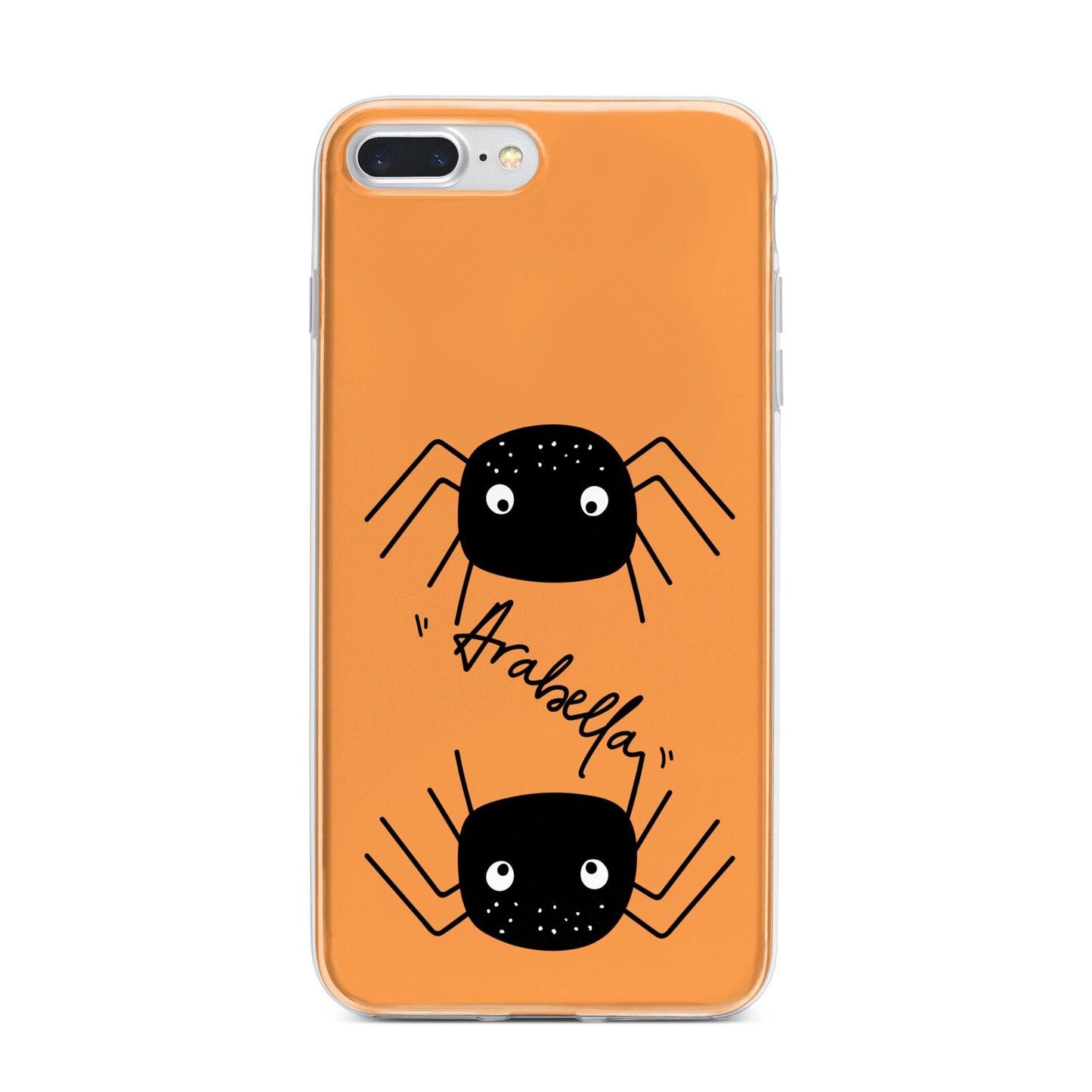 Spider Orange Personalised iPhone 7 Plus Bumper Case on Silver iPhone