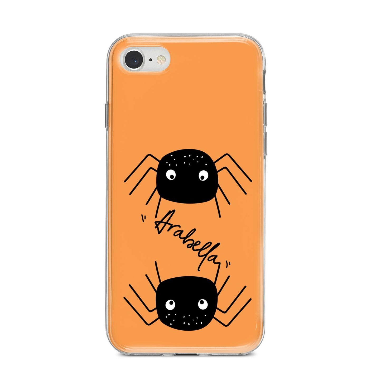 Spider Orange Personalised iPhone 8 Bumper Case on Silver iPhone