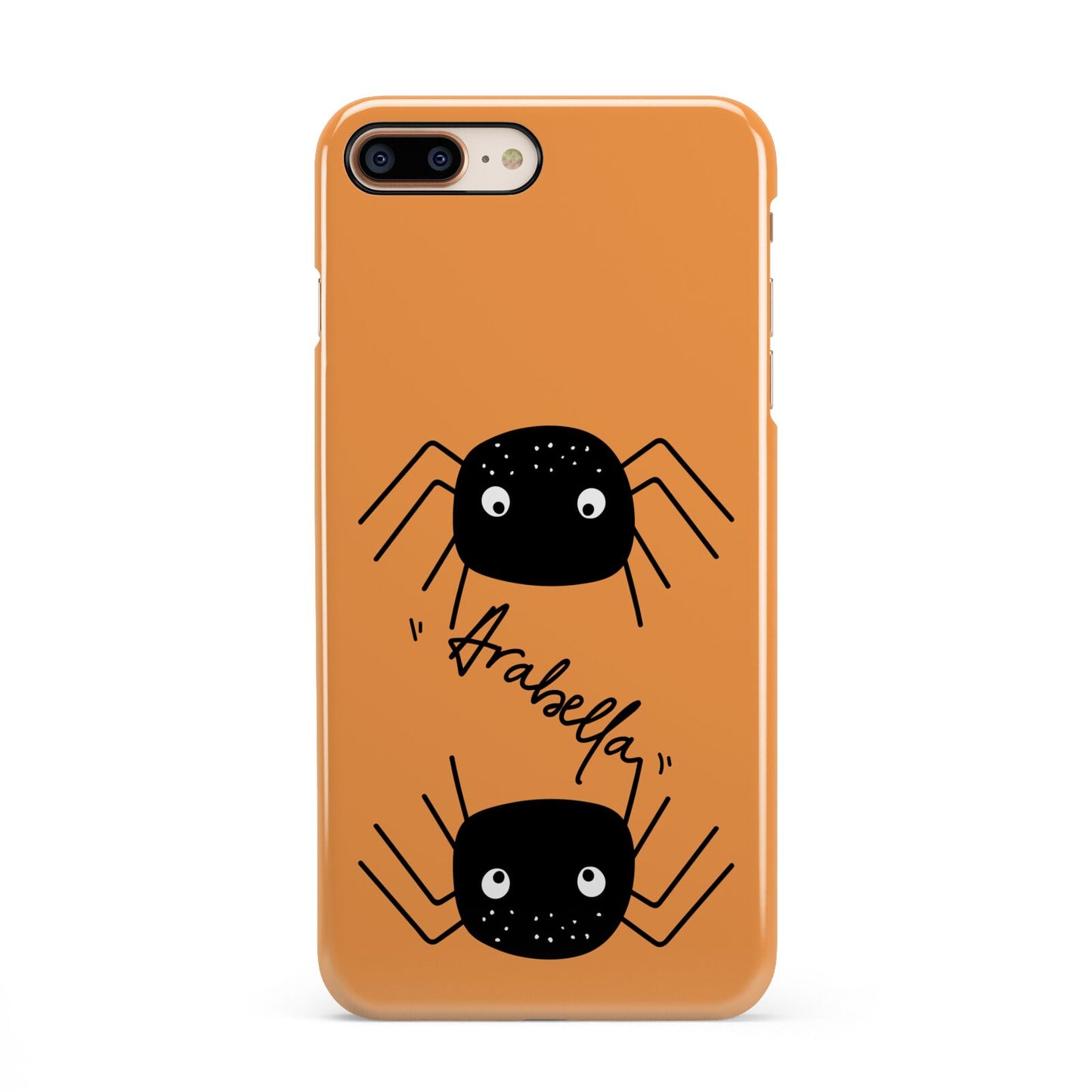 Spider Orange Personalised iPhone 8 Plus 3D Snap Case on Gold Phone