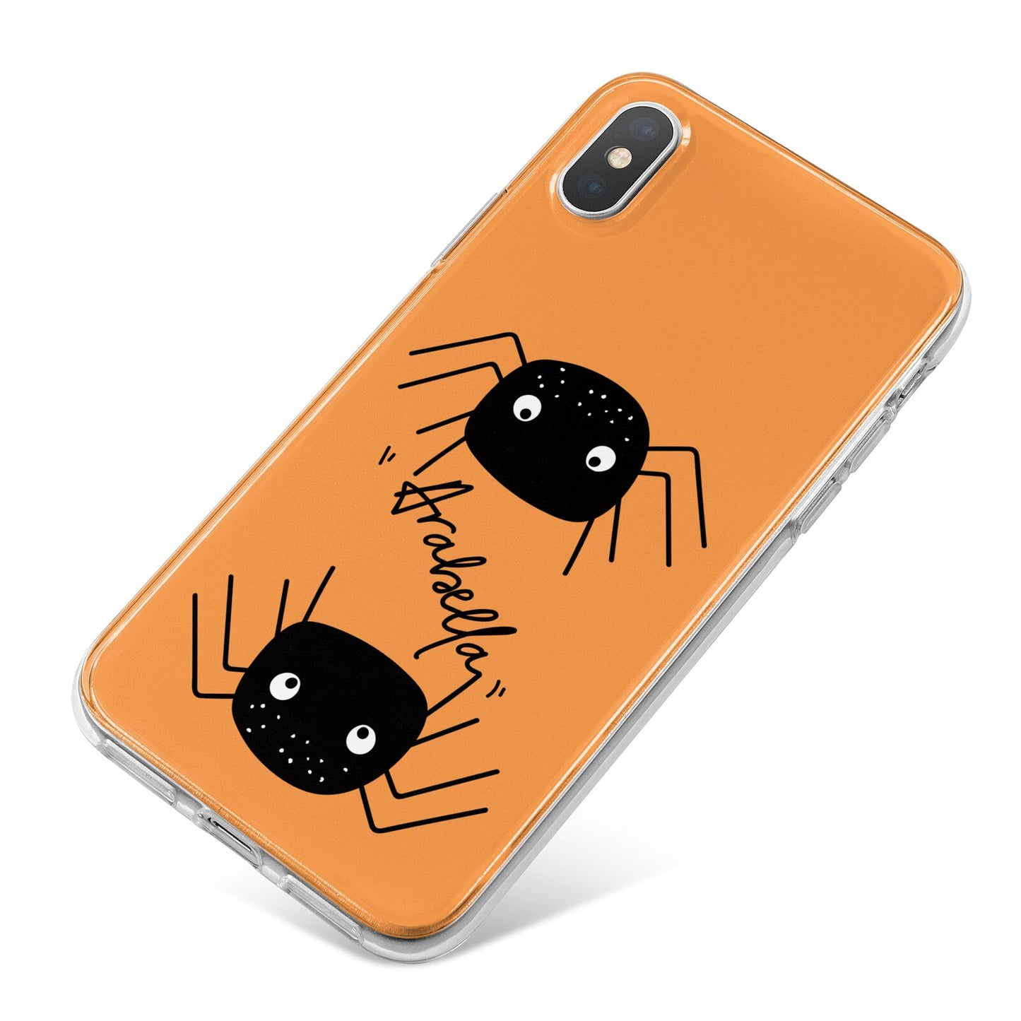 Spider Orange Personalised iPhone X Bumper Case on Silver iPhone