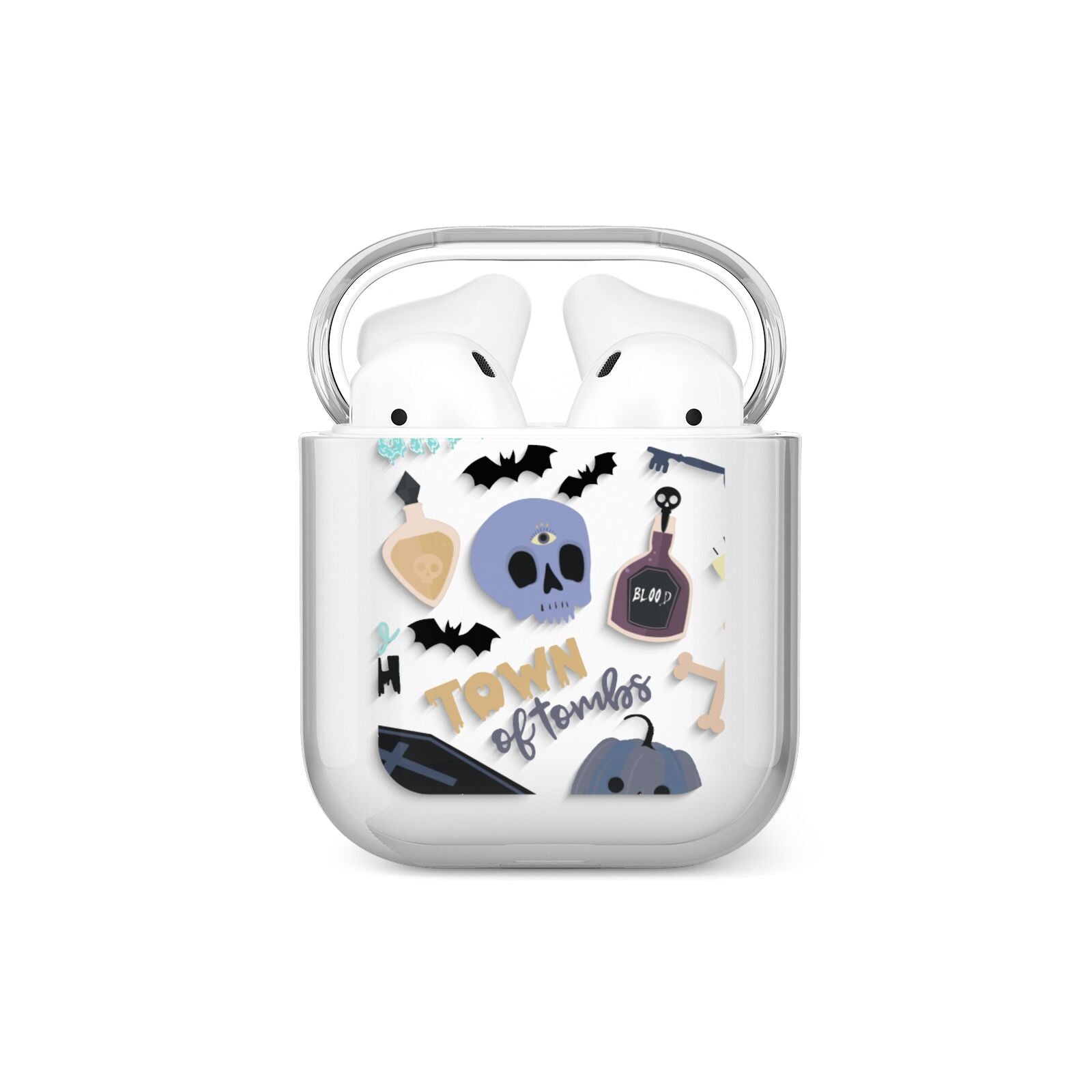 Spooky Blue Illustrations and Catchphrases AirPods Case