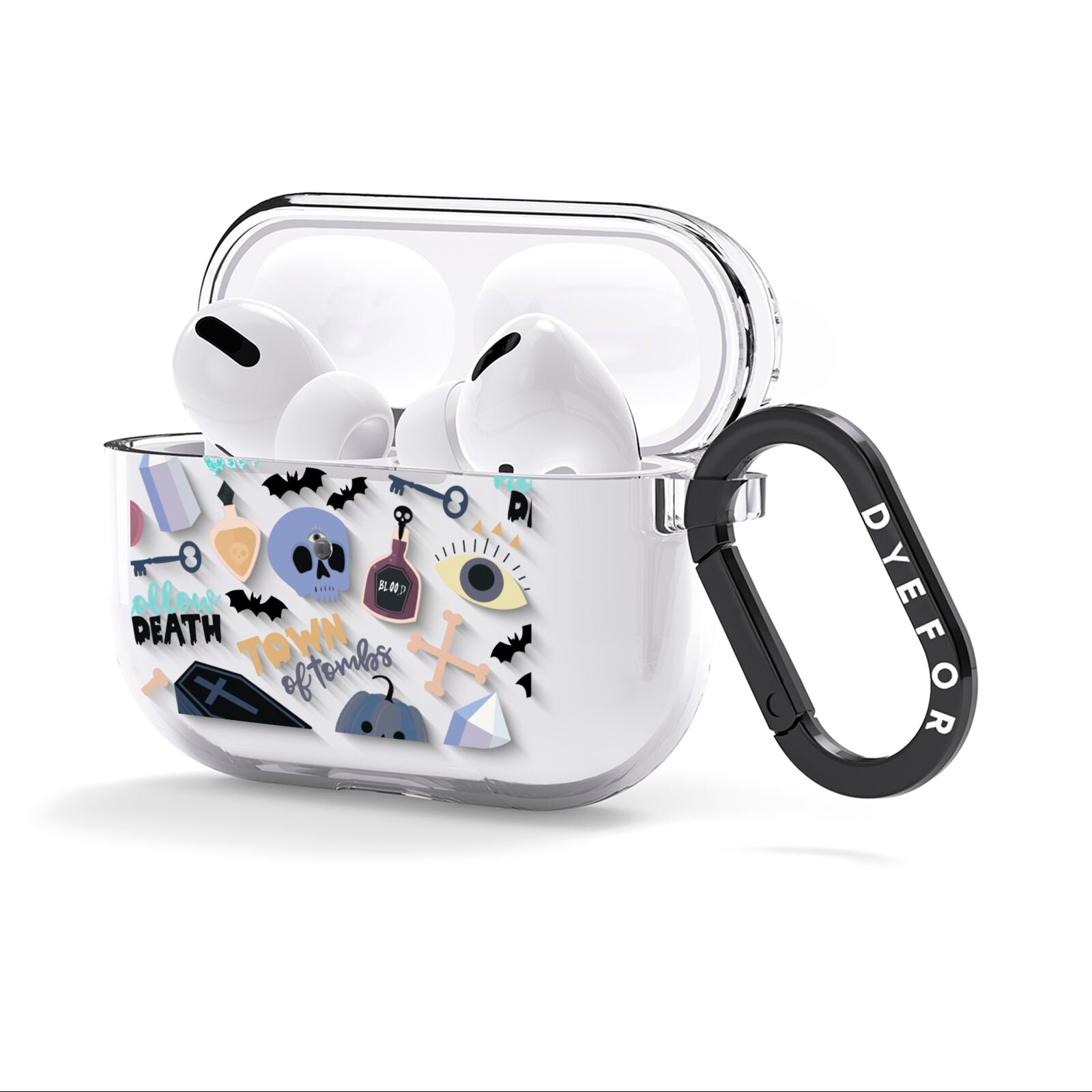 Spooky Blue Illustrations and Catchphrases AirPods Clear Case 3rd Gen Side Image