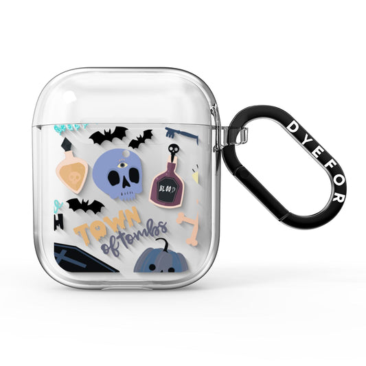 Spooky Blue Illustrations and Catchphrases AirPods Clear Case