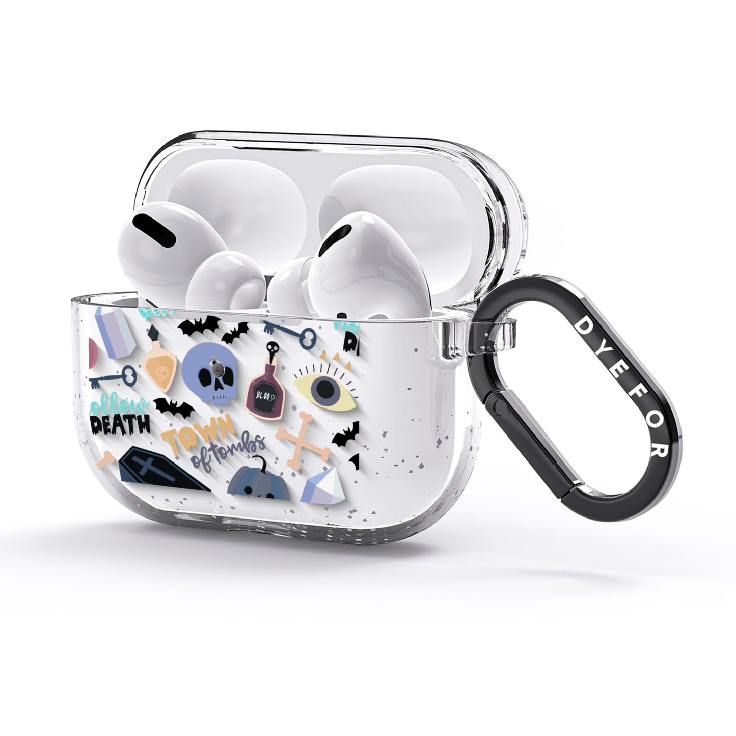 Spooky Blue Illustrations and Catchphrases AirPods Glitter Case 3rd Gen Side Image