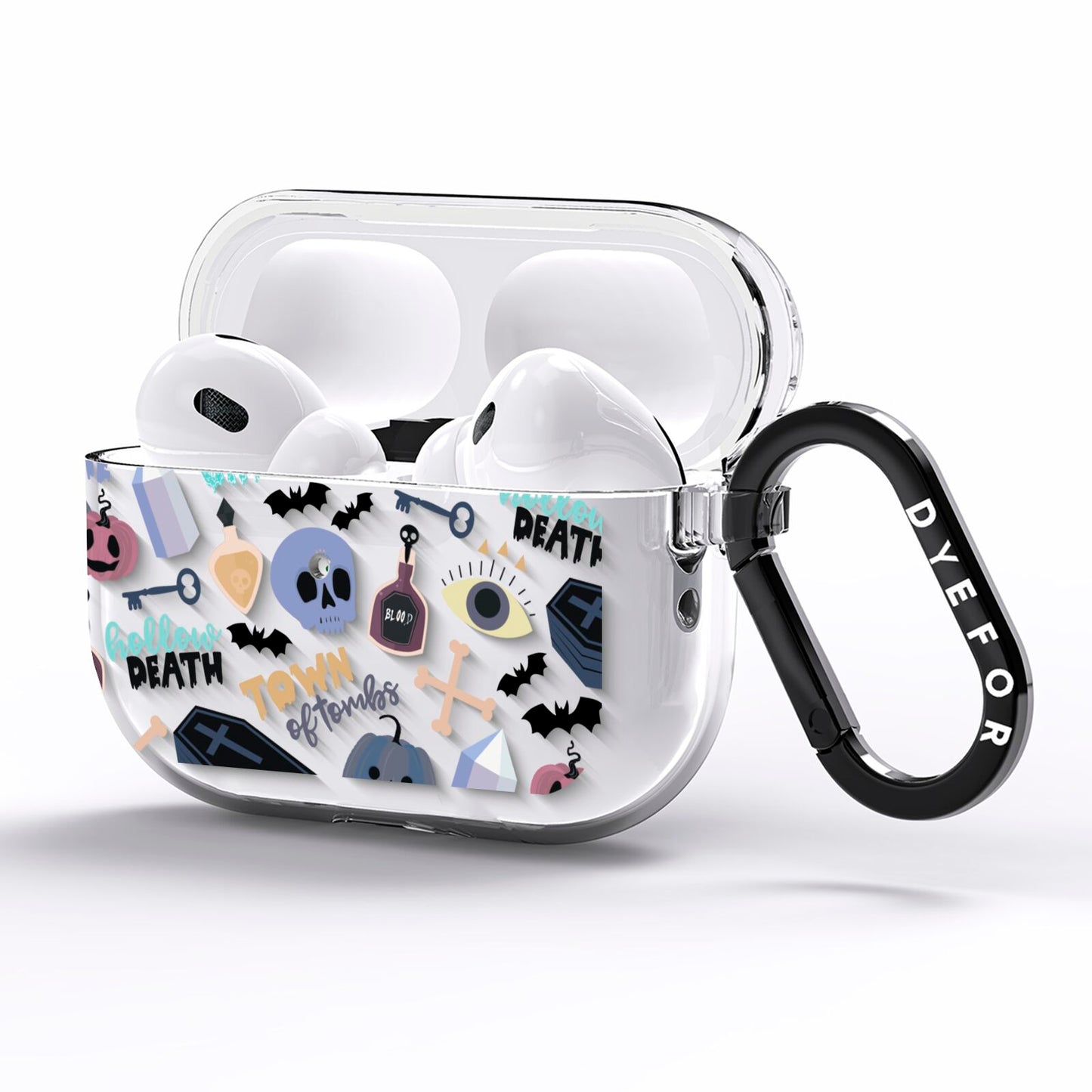 Spooky Blue Illustrations and Catchphrases AirPods Pro Clear Case Side Image