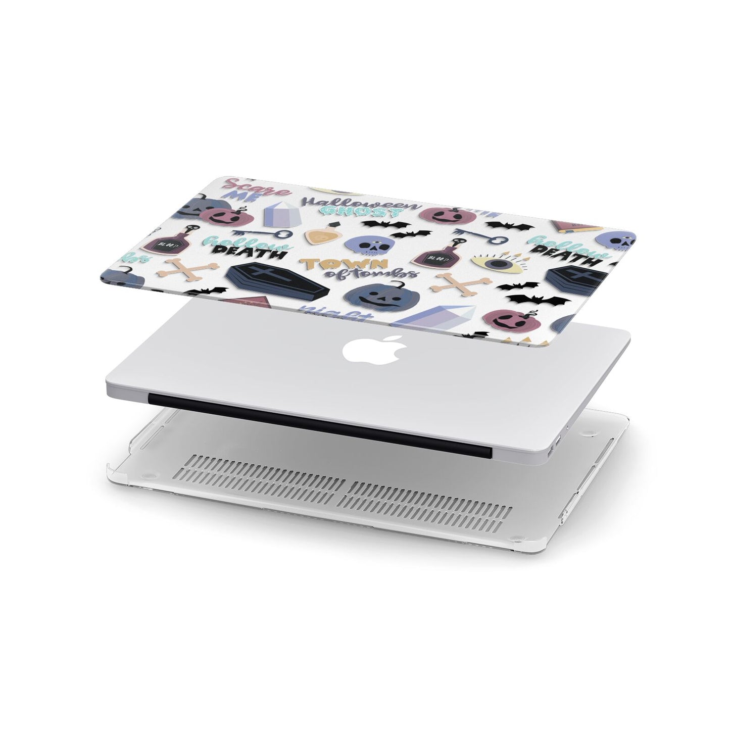 Spooky Blue Illustrations and Catchphrases Apple MacBook Case in Detail